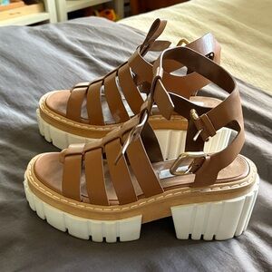 Stella McCartney Brown Leather Platform Fisherman Sandals